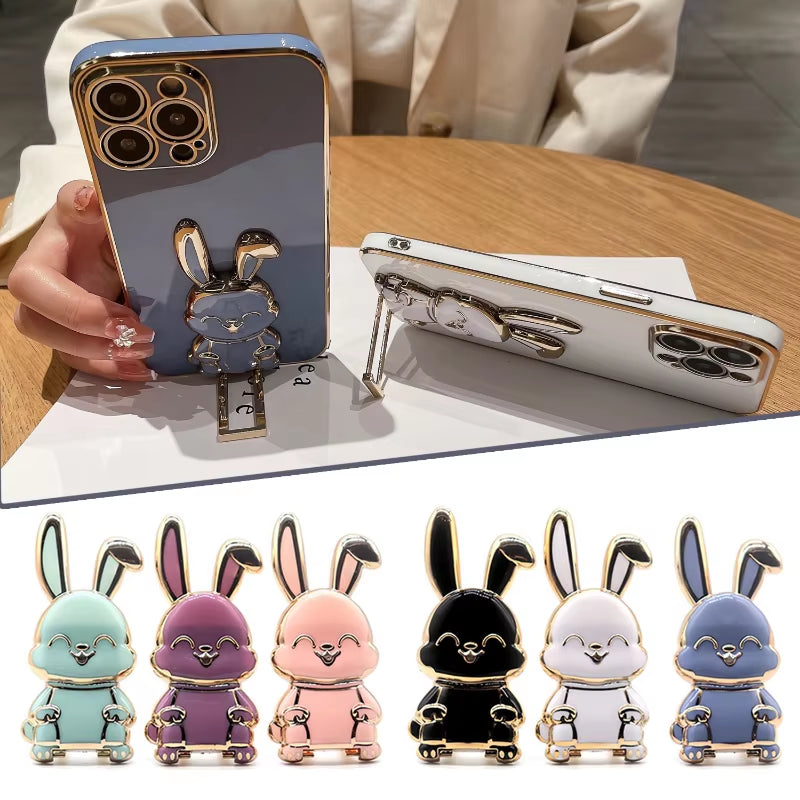 Finger Ring Phone Holder Desktop Convenient Cartoon Rabbit Phone Stand Foldable Buckle Adhesive Pull Rod Support Frame