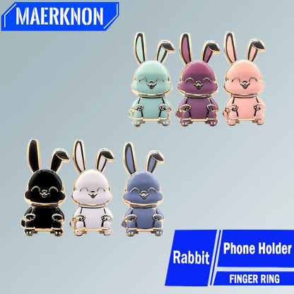 Finger Ring Phone Holder Desktop Convenient Cartoon Rabbit Phone Stand Foldable Buckle Adhesive Pull Rod Support Frame