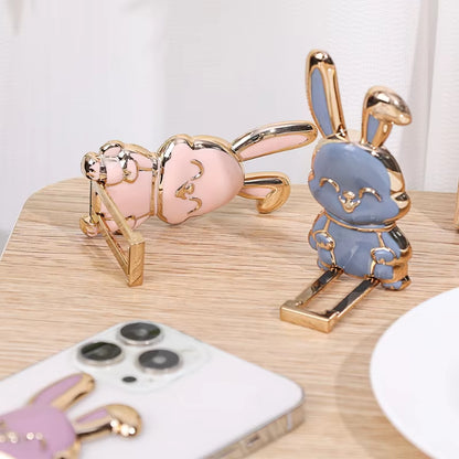 Finger Ring Phone Holder Desktop Convenient Cartoon Rabbit Phone Stand Foldable Buckle Adhesive Pull Rod Support Frame